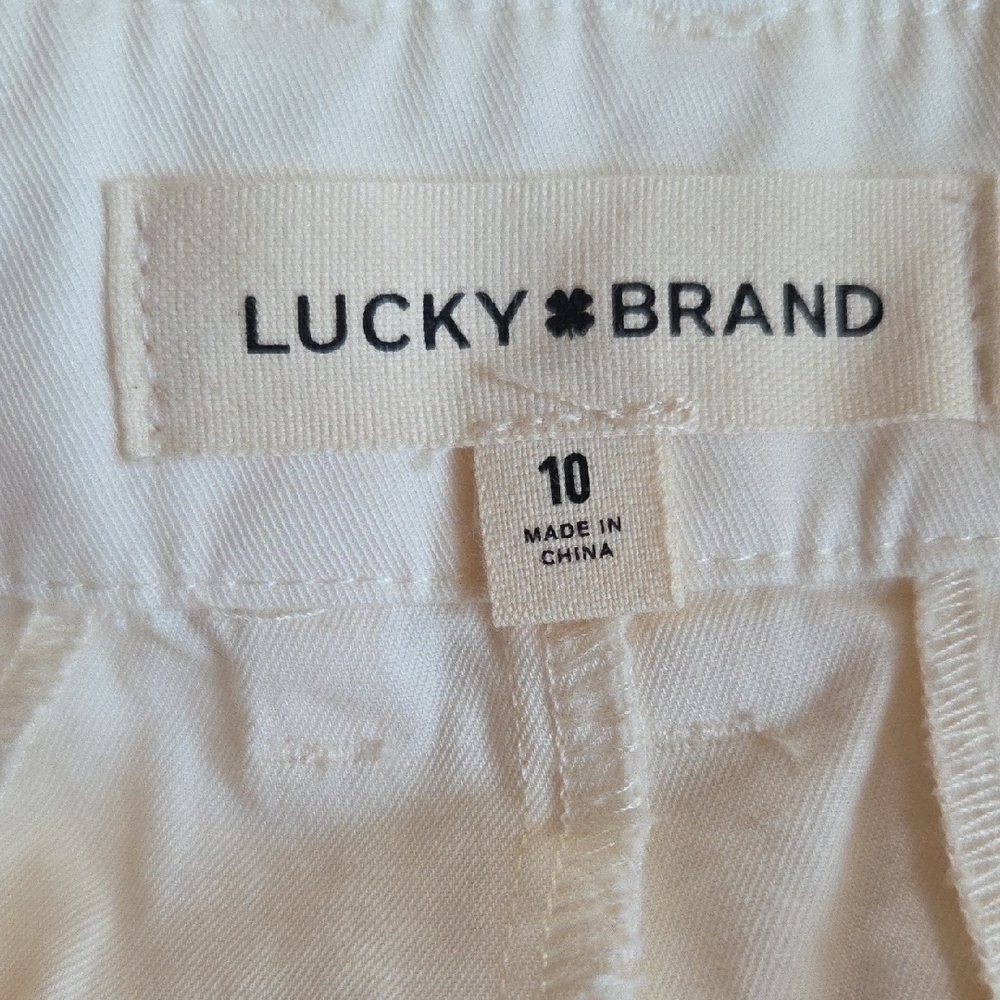 Lucky Brand Cotton Wide Leg Cream Pants - Picture 6 of 9